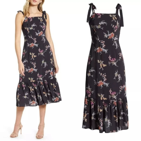 PAIGE Tolucah Floral Midi Sundress in Black. Size Small - Picture 3 of 8